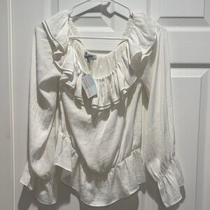 Cream Ruffled Blouse